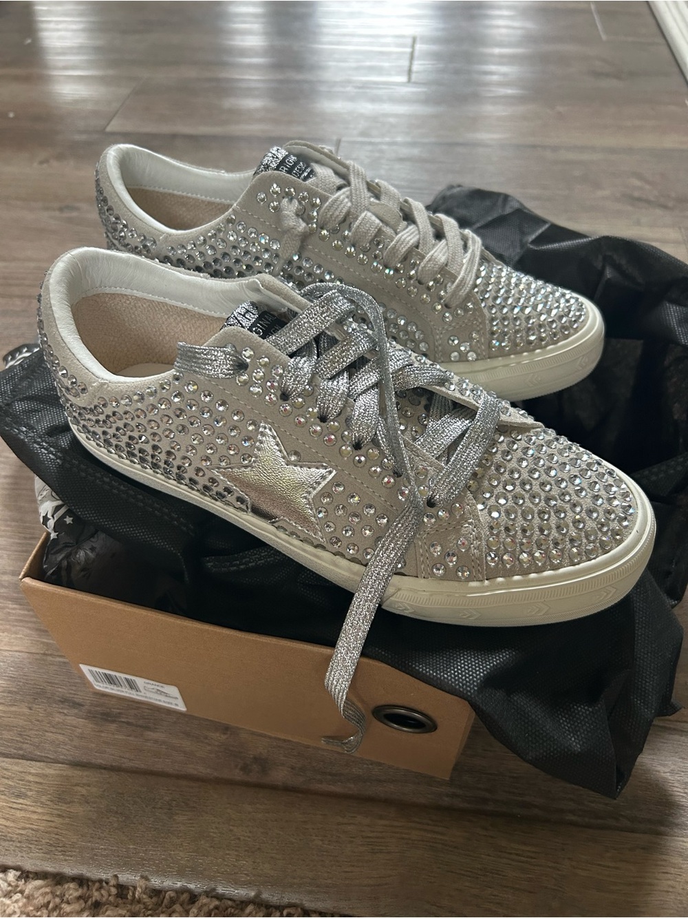 Vintage Havana Silver Crystal Star Low-Top Sneakers